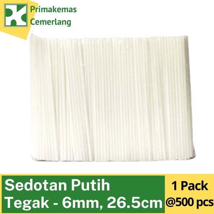 WHITE STRAIGHT STRAW 6mm 26.5cm @500 PCS 